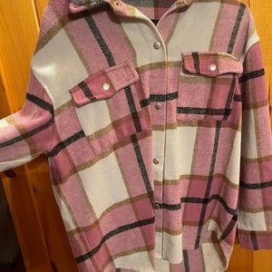 Pink plaid shacket